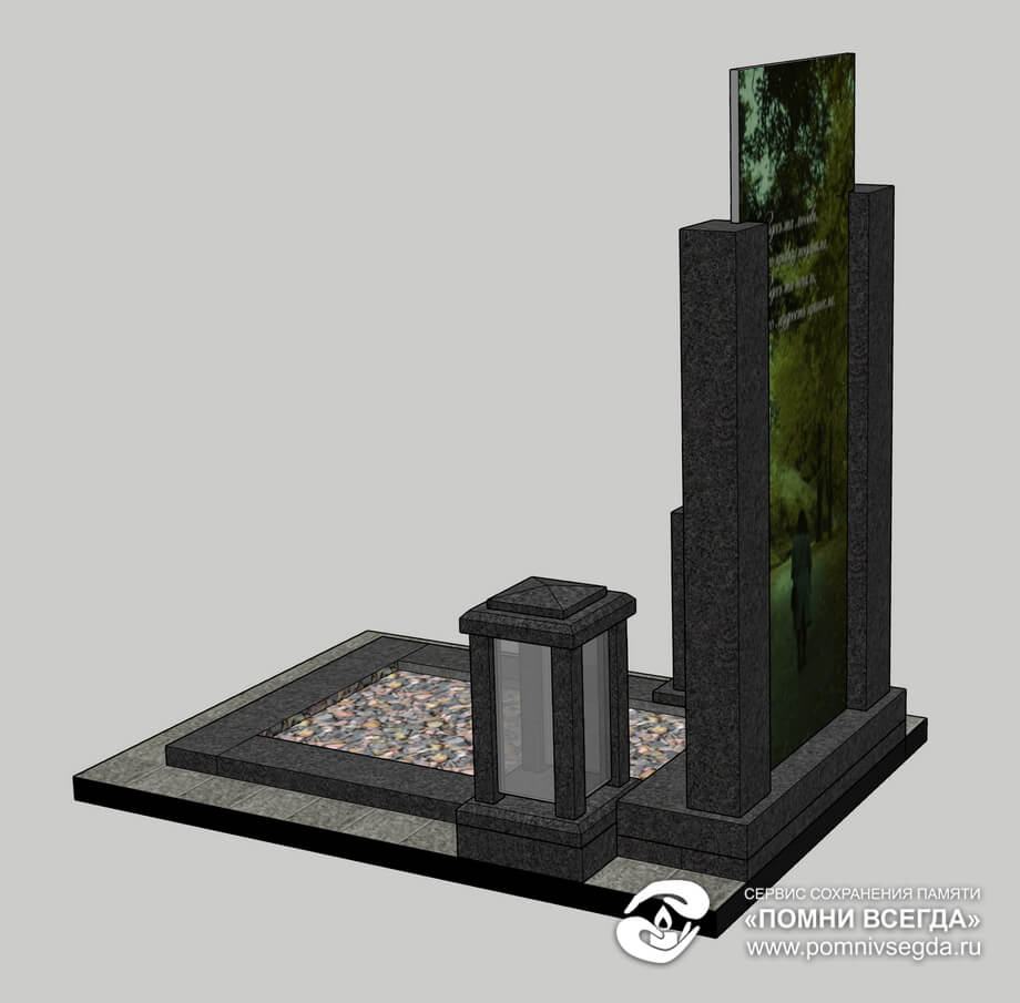 Макет вертикального памятника с вазой и лампадой, фото 5